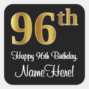 96e verjaardag - Elegante luxe Faux Gold look # Vierkante Sticker