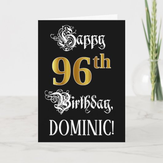 96e verjaardag — Fancy script; Faux Gold Kijk; naa Kaart (Voorkant)