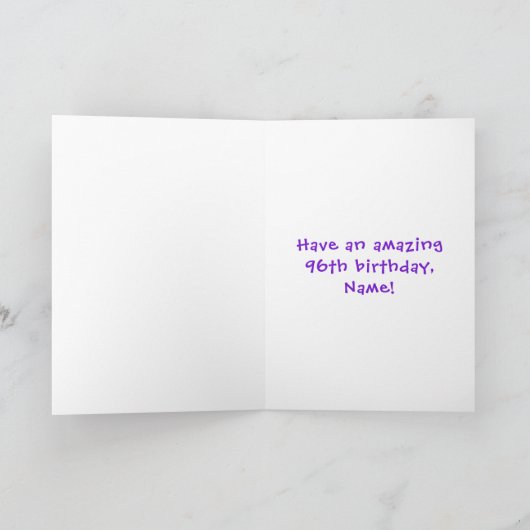 96e verjaardag: Fun Cake and Candles + Custom Name Kaart (Binnen)