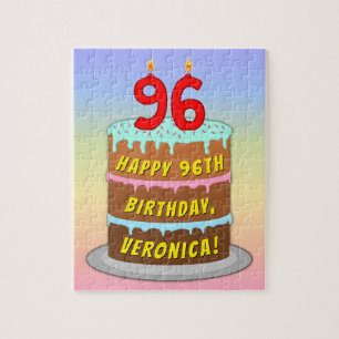 96e verjaardag: Fun Cake and Candles + Custom Name Legpuzzel