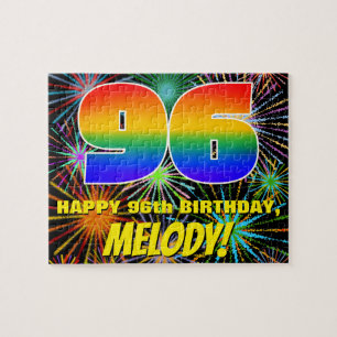 96e verjaardag: Fun, kleurrijk gevuurwerk Legpuzzel
