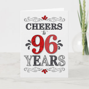 96e verjaardag gejuich in rood wit zwart patroon kaart