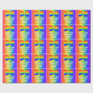 96e verjaardag: kleurrijk, vun regenboogpatroon # cadeaupapier