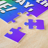 96e verjaardag: kleurrijk, vun regenboogpatroon #  legpuzzel (Zijkant)