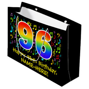 96e verjaardag - kleurrijke muzieksymbolen, Rainbo Groot Cadeauzakje