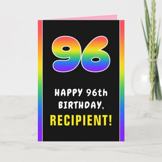 96e verjaardag: kleurrijke regenboog # 96, aangepa kaart (Voorkant)