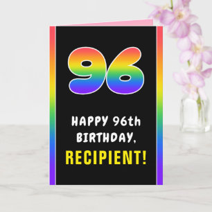 96e verjaardag: kleurrijke regenboog # 96, aangepa kaart