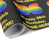 96e verjaardag: Leuke, kleurrijke regenboog geïnsp Cadeaupapier (Rol Hoek)