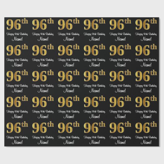 96e verjaardag: Luxurieuze Faux Gold-look # Cadeaupapier (Vlak)