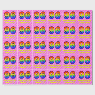 96e verjaardag: roze strips & harten, regenboognr. cadeaupapier