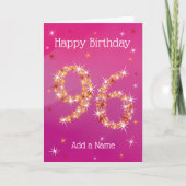 96e verjaardag - Sterrennummers - Roze/Paars - Lee Kaart (Voorkant)