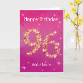 96e verjaardag - Sterrennummers - Roze/Paars - Lee Kaart (Gele Bloem)