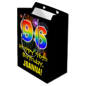 96e verjaardag: Vuurwerk Fun Pattern + Regenboog 9 Medium Cadeauzakje (Achterkant Gekanteld)