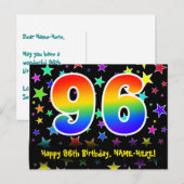 96ste verjaardag: Leuke sterrenprint, Regenboog 96 Briefkaart (Voorkant / Achterkant)