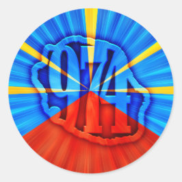 974 Ile de la Réunion - Vlag van Réunion Ronde Sticker
