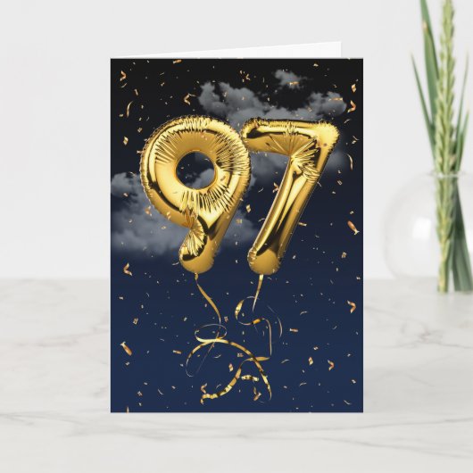 97e Anniversaire Gold Mylar Balloon et carte Confe (Devant)