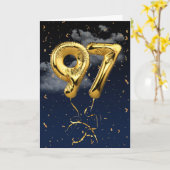 97e Anniversaire Gold Mylar Balloon et carte Confe (Fleur jaune)
