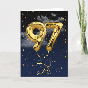 97e Anniversaire Gold Mylar Balloon et carte Confe