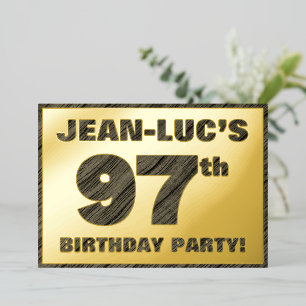 97e Birthday Party — Vette, Faux Hood Grain Text Folie Uitnodiging
