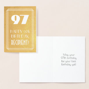 97e verjaardag ~ Art Deco Style "97" en aangepaste Folie Kaarten