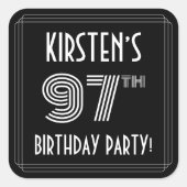 97e verjaardag: Art Deco Style en aangepaste naam Vierkante Sticker (Voorkant)