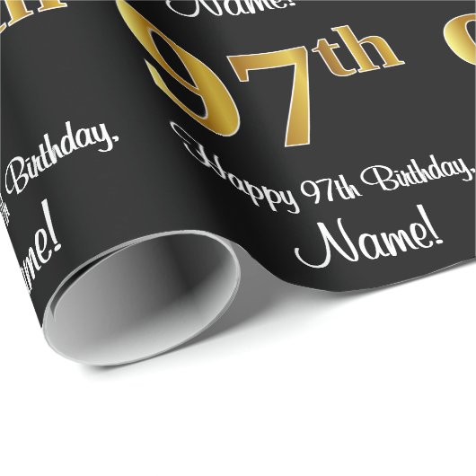 97e verjaardag: Elegante luxe faux gouden look # Cadeaupapier (Rol Hoek)