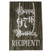 97e verjaardag: Fancy, Faux Wood Kijk + Aangepaste Medium Cadeauzakje (Achterkant)