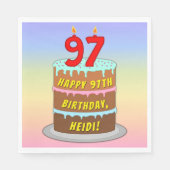 97e verjaardag: Fun Cake and Candles + Custom Name Servet (Voorkant)