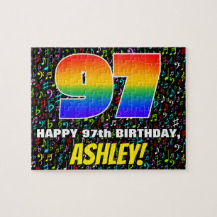 97e verjaardag — Fun, Colorful Music Symbols & "97 Legpuzzel