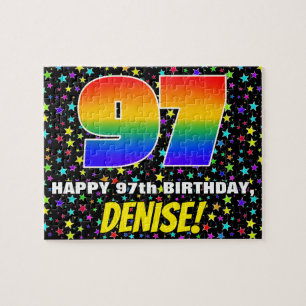 97e verjaardag — Fun, kleurrijk Star Field Pattern Legpuzzel