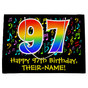 97e verjaardag - Kleurrijke muzieksymbolen, Rainbo Groot Cadeauzakje