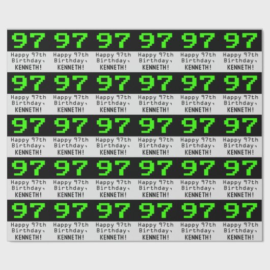 97e verjaardag - Nerdy / Geeky Style "97" en naam Cadeaupapier (Vlak)