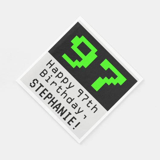 97e verjaardag - Nerdy / Geeky Style "97" & naam Servet (Hoek)