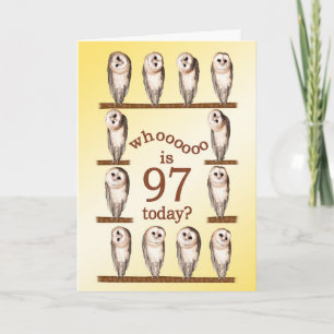 97e verjaardag, nieuwsgierige uilkaart. kaart