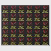 97e verjaardag: Red Digital Clock Style "97" + naa Cadeaupapier (Vlak)