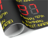 97e verjaardag: Red Digital Clock Style "97" + naa Cadeaupapier (Rol Hoek)