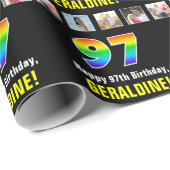 97e verjaardag: Regenboog "97"; Aangepaste foto's  Cadeaupapier (Rol Hoek)