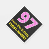 97e verjaardag: Roze strips en hart "97" + Naam Servet (Hoek)