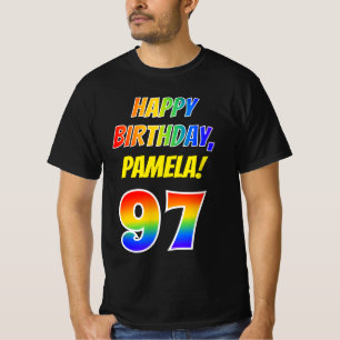 97e verjaardag — Vet, Vun, Regenboog 97, Aangepa T-shirt