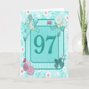 97ème anniversaire carte avec fleurs