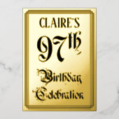 97th Birthday Party — Elegant Script + aangepaste  Folie Uitnodiging (Voorkant)