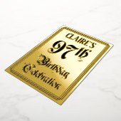 97th Birthday Party — Elegant Script + aangepaste  Folie Uitnodiging (Gedraaid)