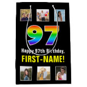97th Verjaardag: Regenboog "97", aangepaste foto's Medium Cadeauzakje (Voorkant)
