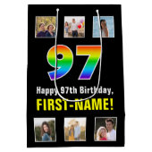 97th Verjaardag: Regenboog "97", aangepaste foto's Medium Cadeauzakje (Achterkant)
