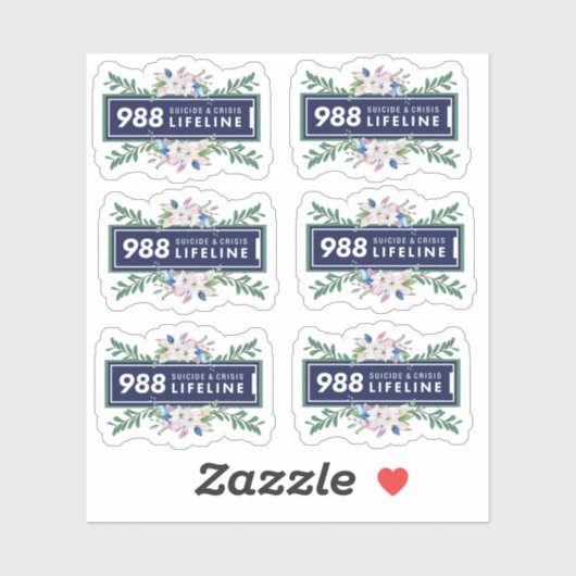 988 autocollant floral suicidaire et de crise (Feuille)