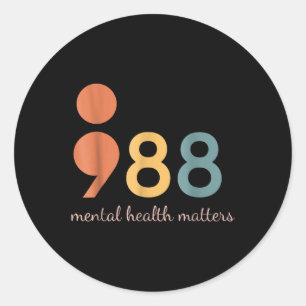 988 Semicolon geestelijke gezondheid S bewustzijn Ronde Sticker
