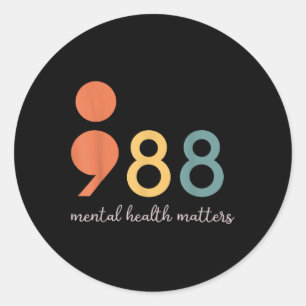 988 Semicolon Geestelijke Gezondheid S Zelfmoordpr Ronde Sticker