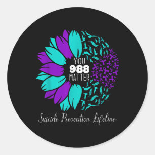 988 Suicide Prevention Awareness Semi-colon You Ronde Sticker