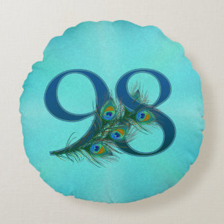 98 Peacock Feather Birthday Anniversary Elegant Rond Kussen