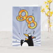 98e anniversaire - Carte de surprise de pingouin (Fleur jaune)